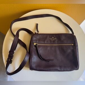 Kate Spade Dark Purple Pebbled Leather Small Crossbody Bag